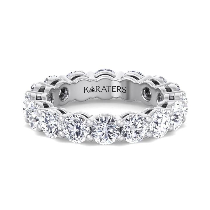 Mieres-Classic Round Lab White Gold Diamond Eternity Band, Front
