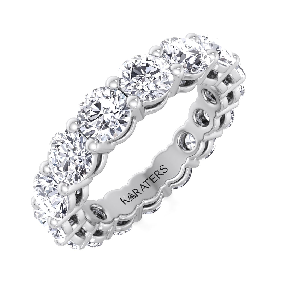 Mieres-Classic Round Lab White Gold Diamond Eternity Band, Tilted