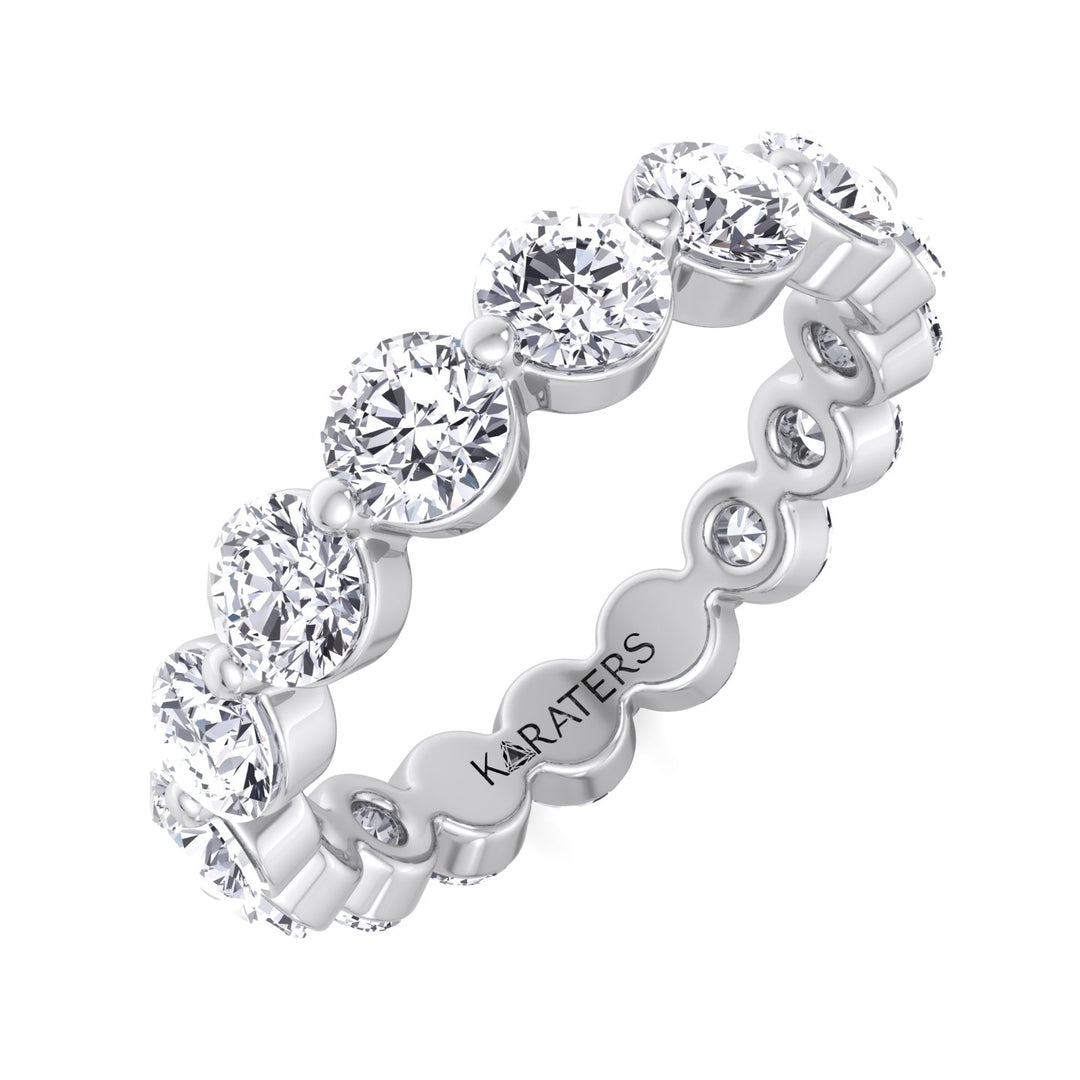 Murcia-Round Lab White Gold Diamond Single Prong Eternity Band, Top Down