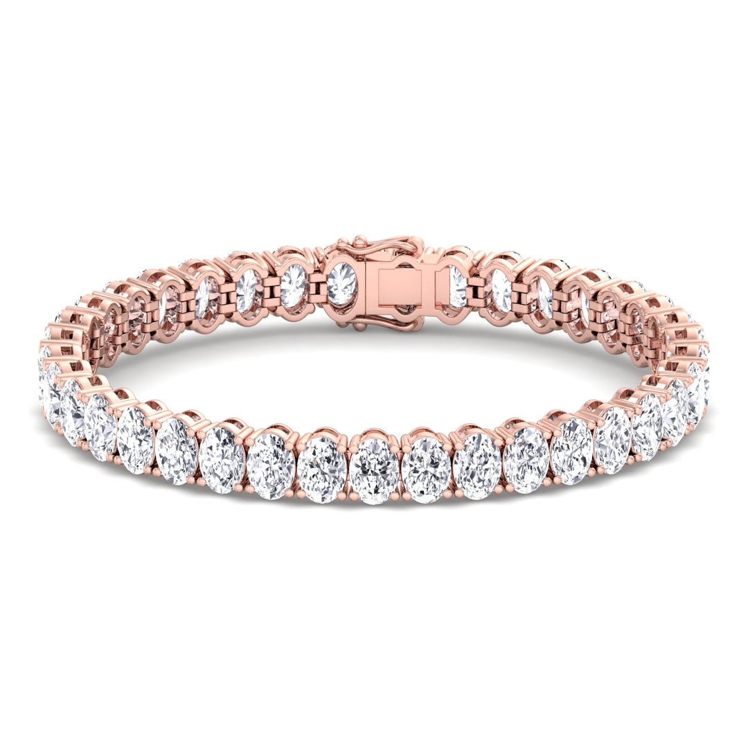 Oval Cut Lab-Grown Diamond Tennis Bracelet 14K Rose