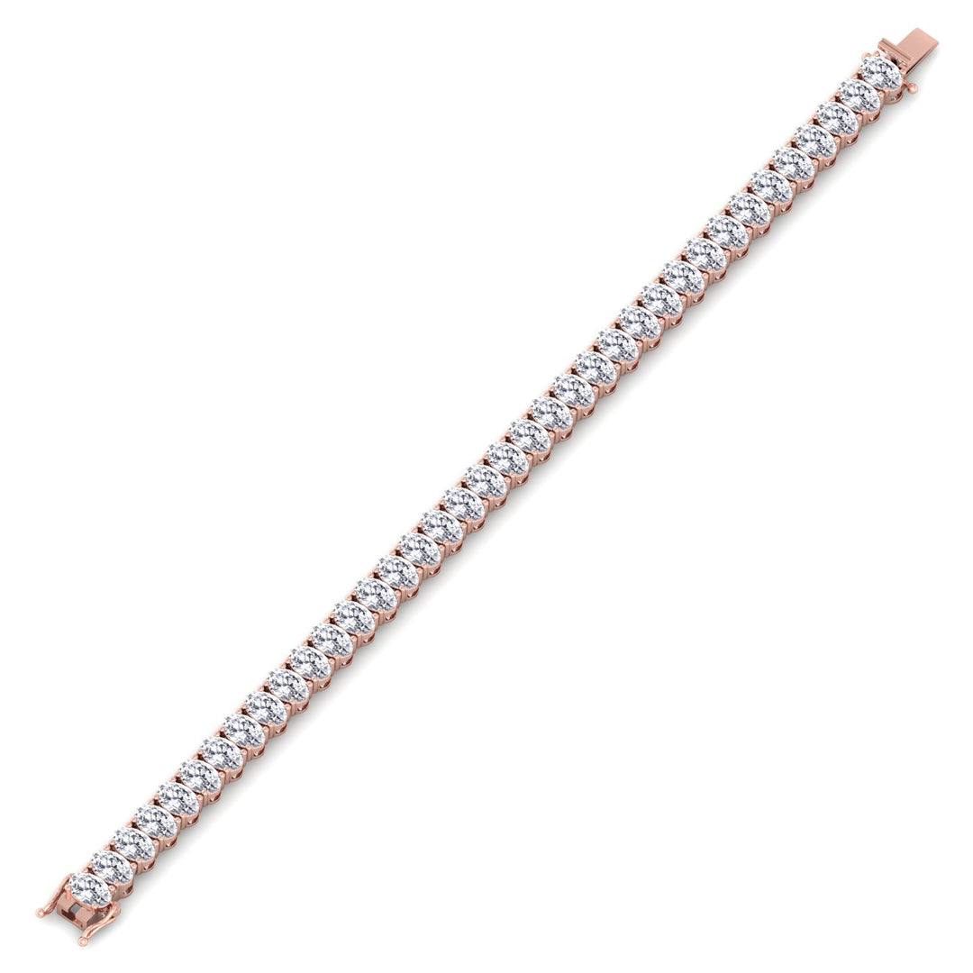 Oval Cut Lab-Grown Diamond Tennis Bracelet 14K Rose Clasp