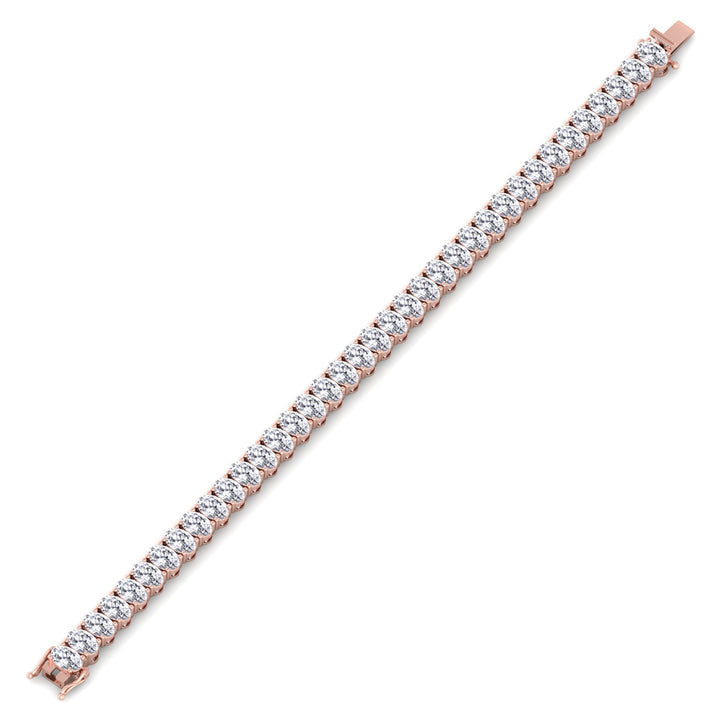 Oval Cut Lab-Grown Diamond Tennis Bracelet 14K Rose Clasp
