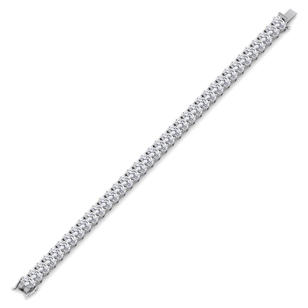 Oval Cut Lab-Grown Diamond Tennis Bracelet 14K White Clasp