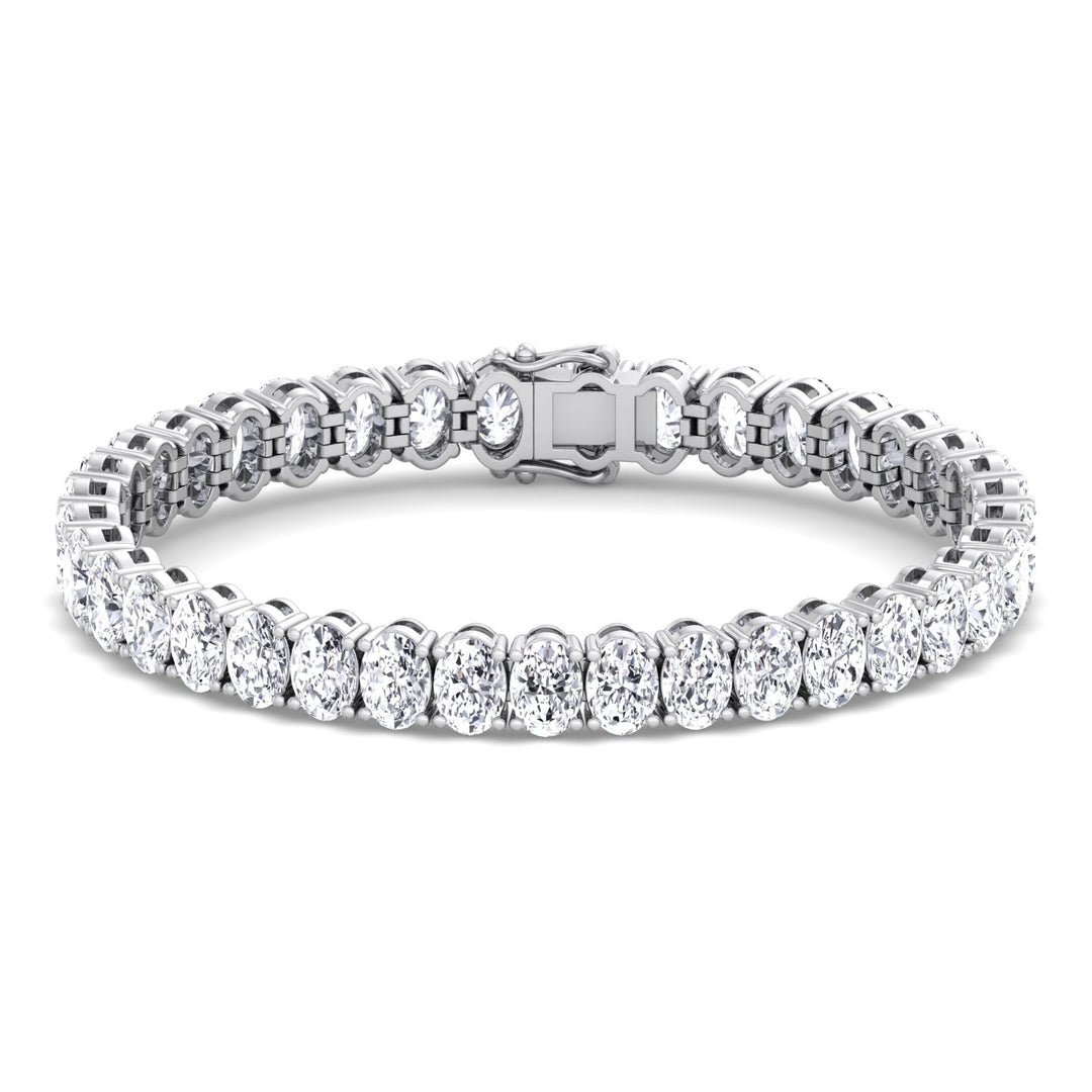 Oval Cut Lab-Grown Diamond Tennis Bracelet 14K White Gold