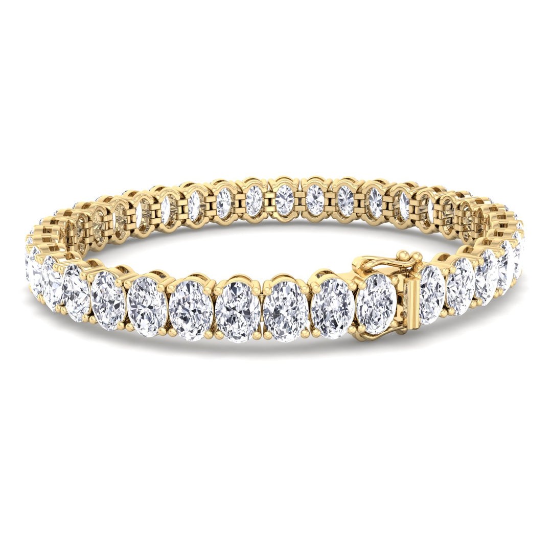 Oval Cut Lab-Grown Diamond Tennis Bracelet 14K Yellow