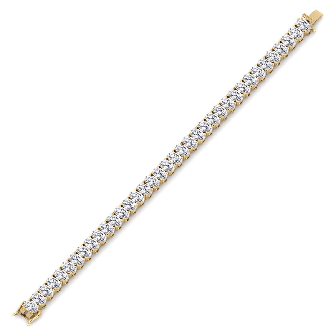 Oval Cut Lab-Grown Diamond Tennis Bracelet 14K Yellow Clasp