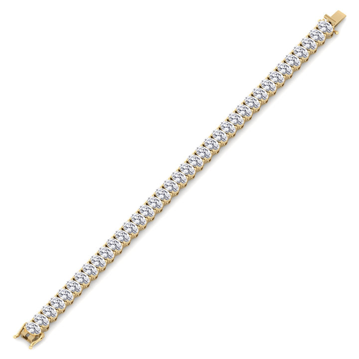 Oval Cut Lab-Grown Diamond Tennis Bracelet 14K Yellow Clasp