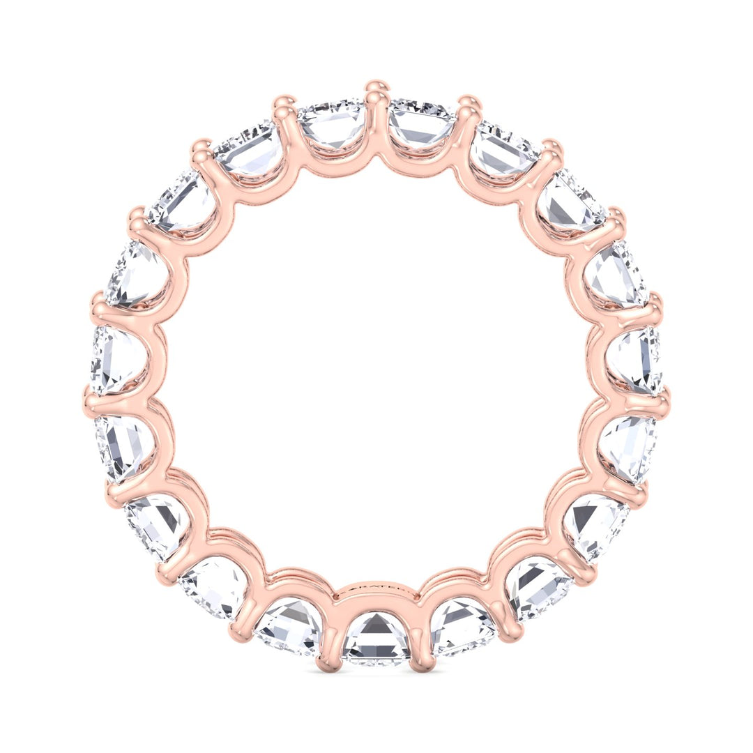 Palma-Emerald Cut Lab Rose Gold Diamond -U Prong Eternity Band, Profile