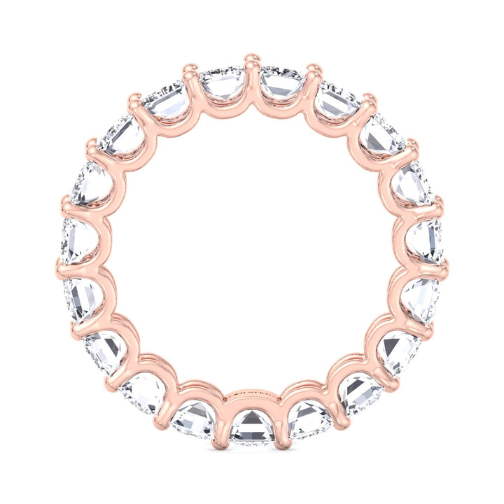 Palma-Emerald Cut Lab Rose Gold Diamond -U Prong Eternity Band, Profile