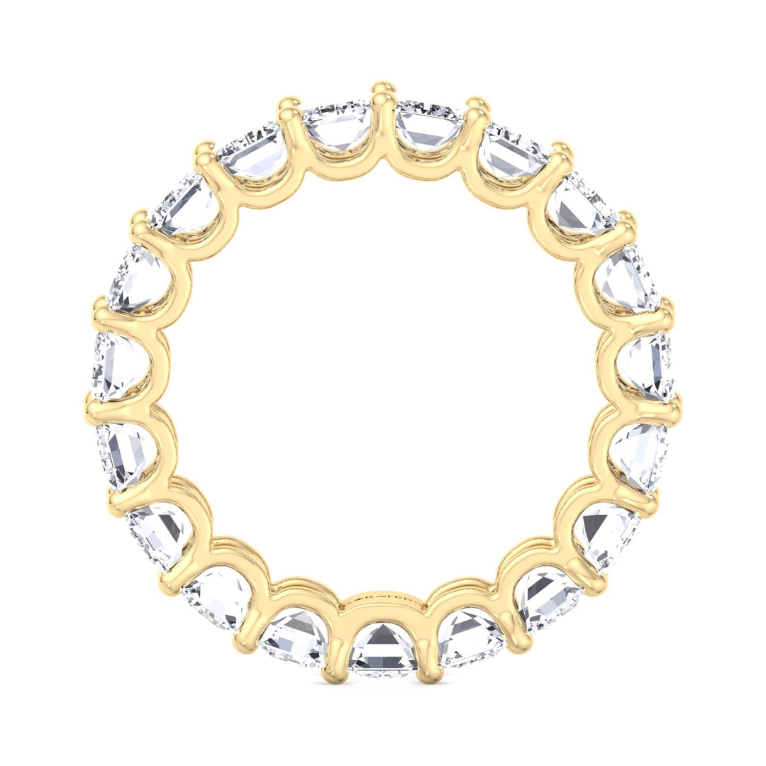 Palma-Emerald Cut Lab Yellow Gold Diamond -U Prong Eternity Band, Profile