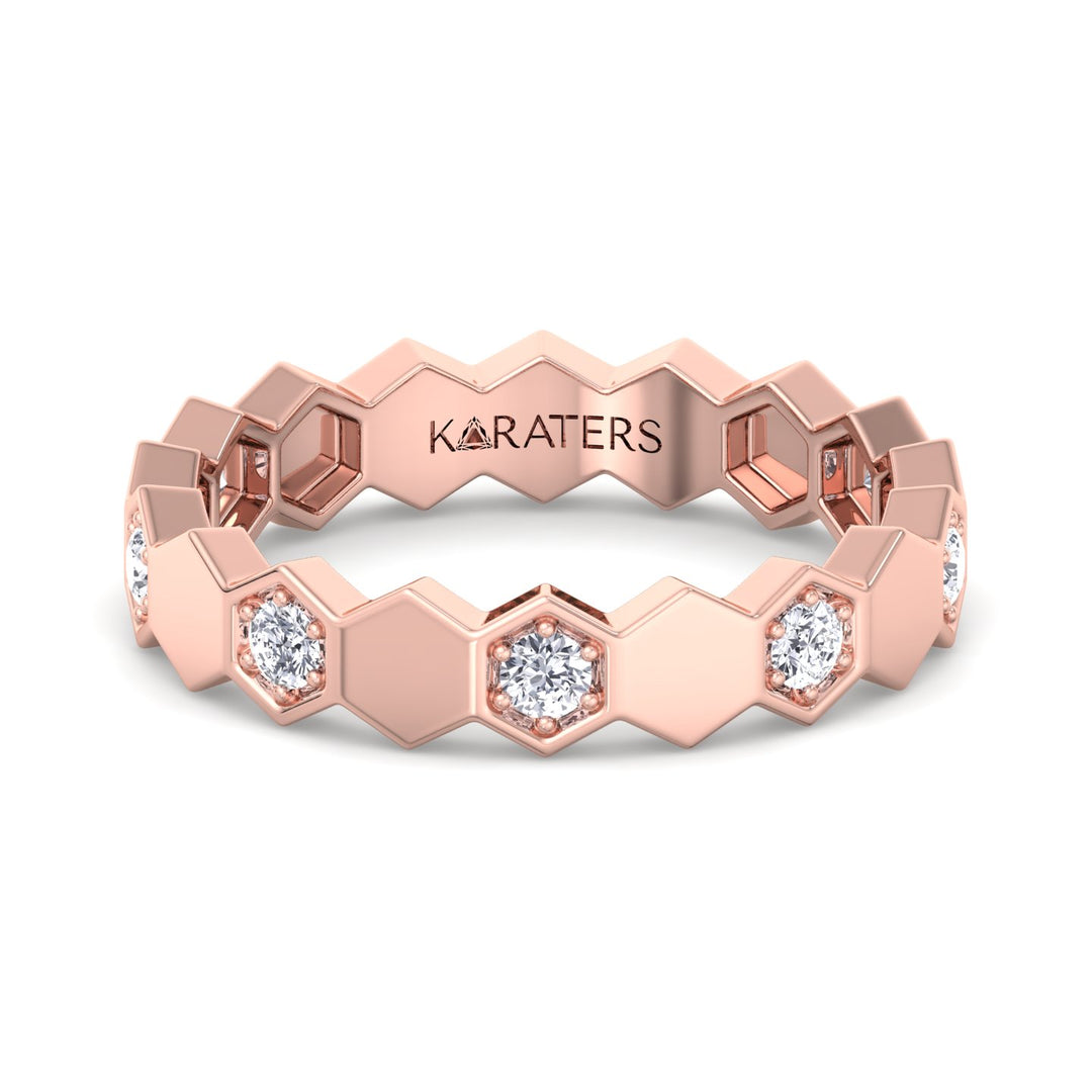 Phoebe - Round Cut Lab Rose Gold Diamond Eternity Band, Front