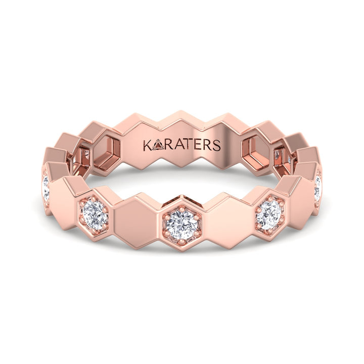 Phoebe - Round Cut Lab Rose Gold Diamond Eternity Band, Front