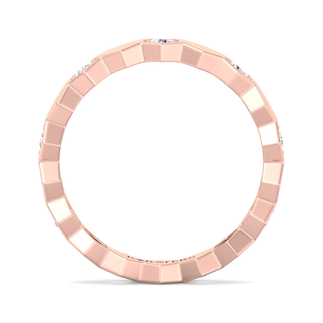 Phoebe - Round Cut Lab Rose Gold Diamond Eternity Band, Profile
