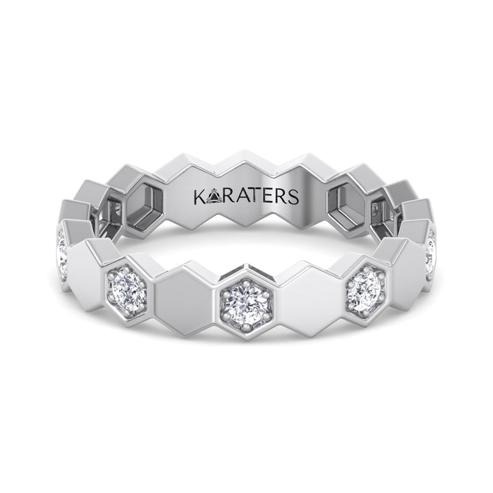 Phoebe - Round Cut Lab White Gold Diamond Eternity Band, Front