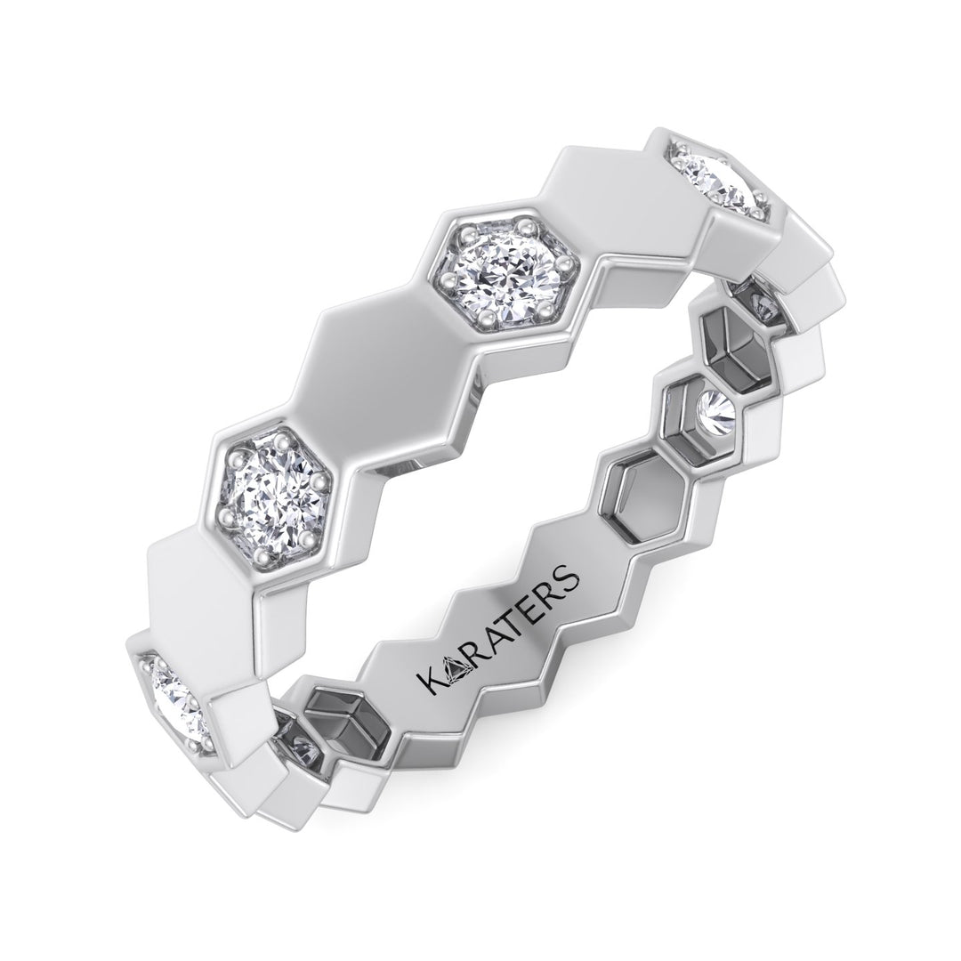Phoebe - Round Cut Lab White Gold Diamond Eternity Band, Top Down