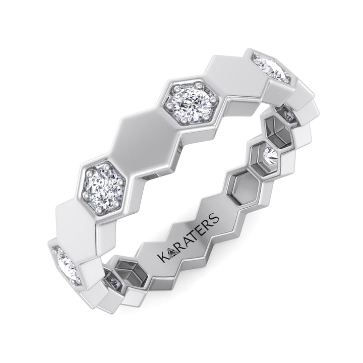 Phoebe - Round Cut Lab White Gold Diamond Eternity Band, Top Down