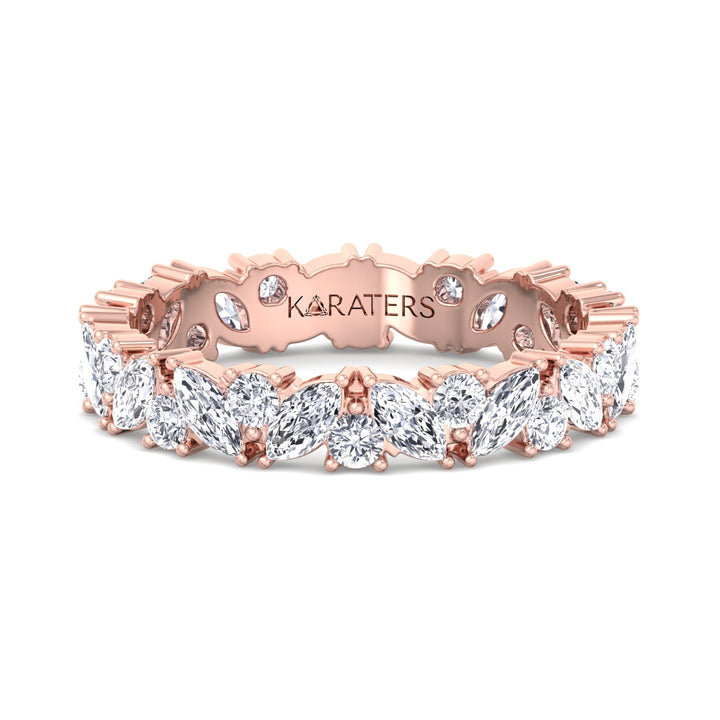 Plasencia-Marquise Lab Rose Gold Diamond Eternity Band, Front
