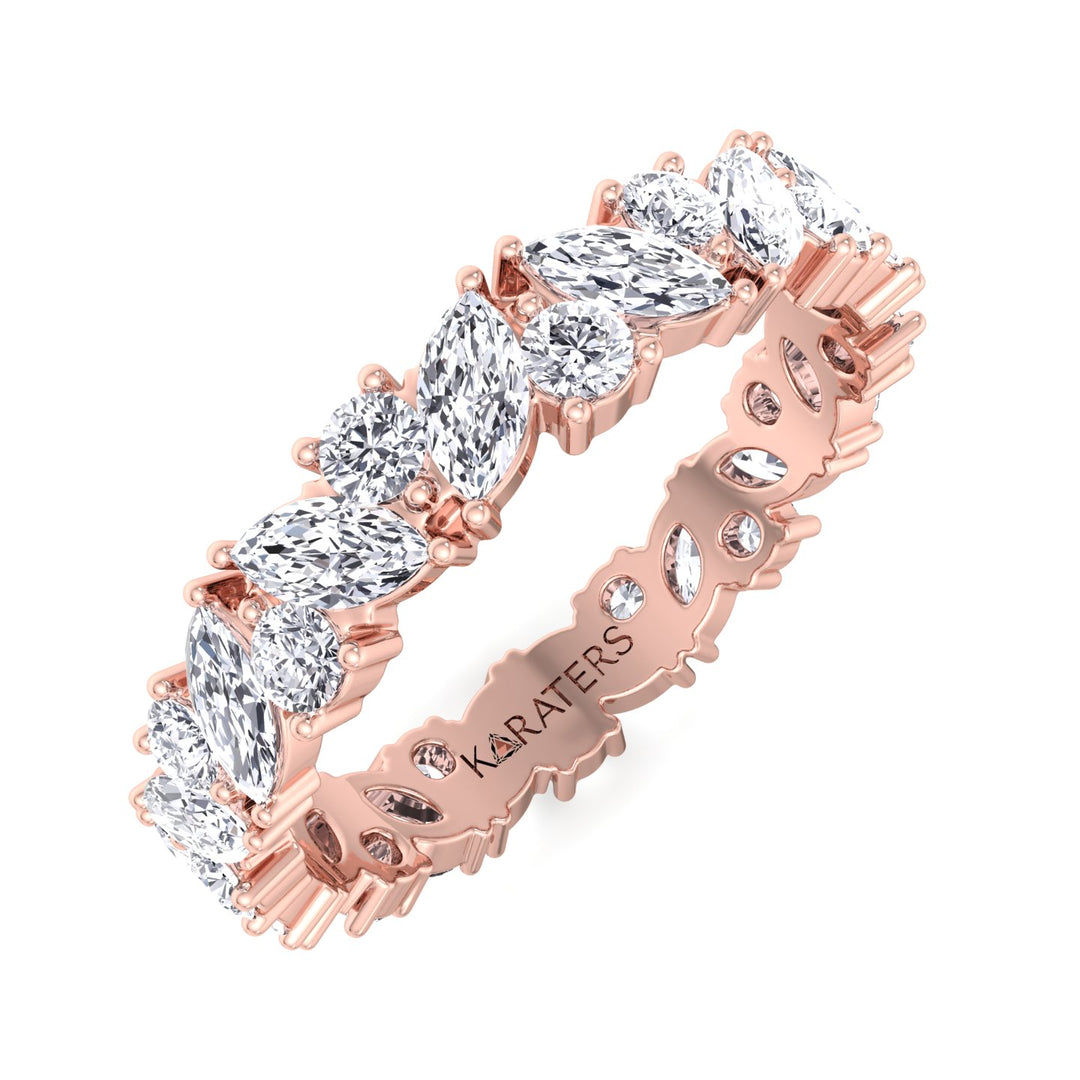 Plasencia - Marquise Cut Lab Rose Gold Diamond Eternity Band, Top Down