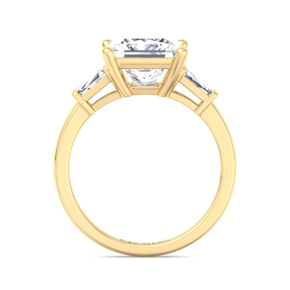 Princess Lab Diamond Solitaire Ring Tapered Baguette Yellow