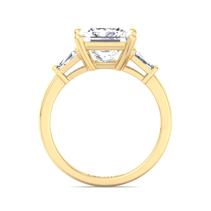 Princess Lab Diamond Solitaire Ring Tapered Baguette Yellow