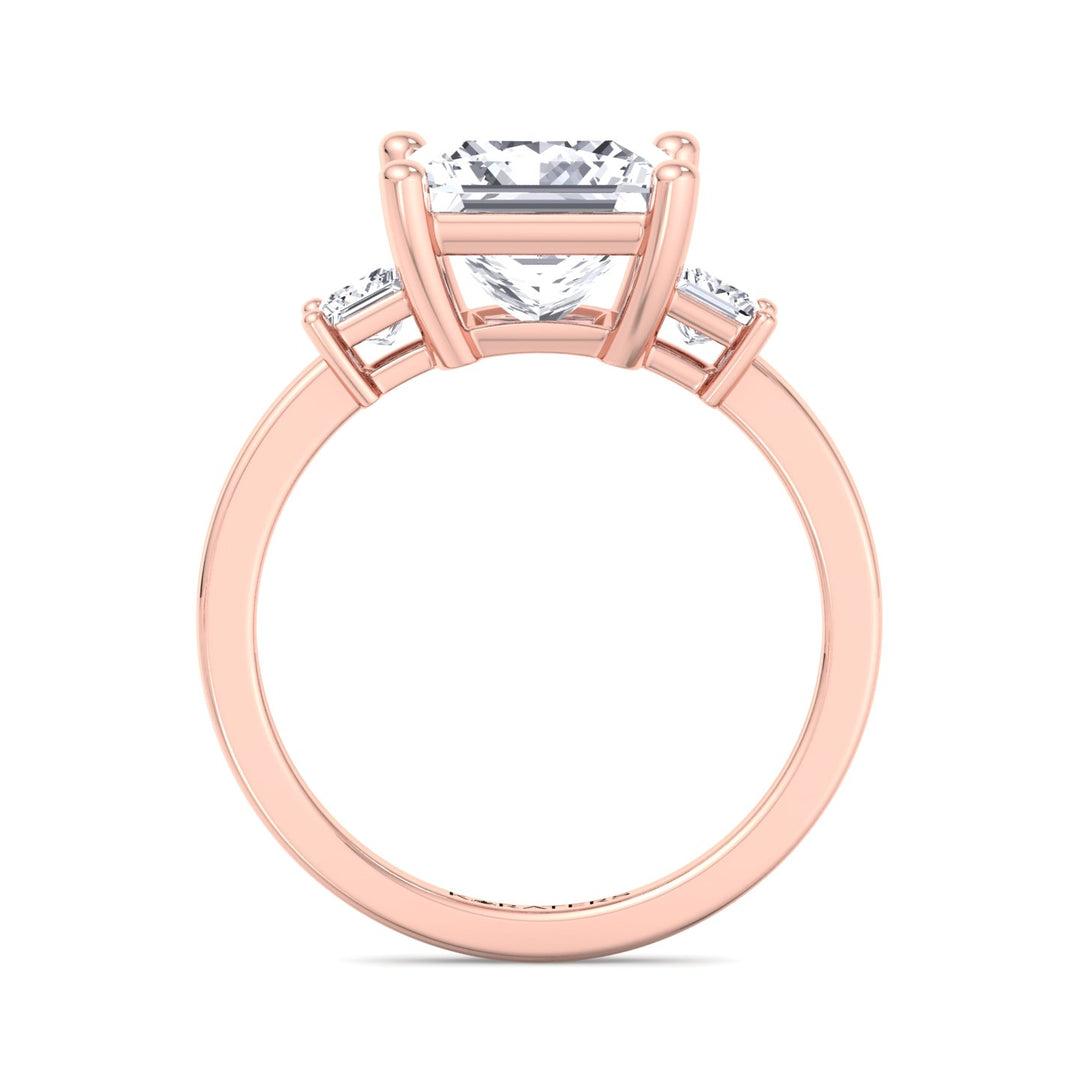 Princess Lab Diamond Solitaire Ring With A Halo Rose Gold