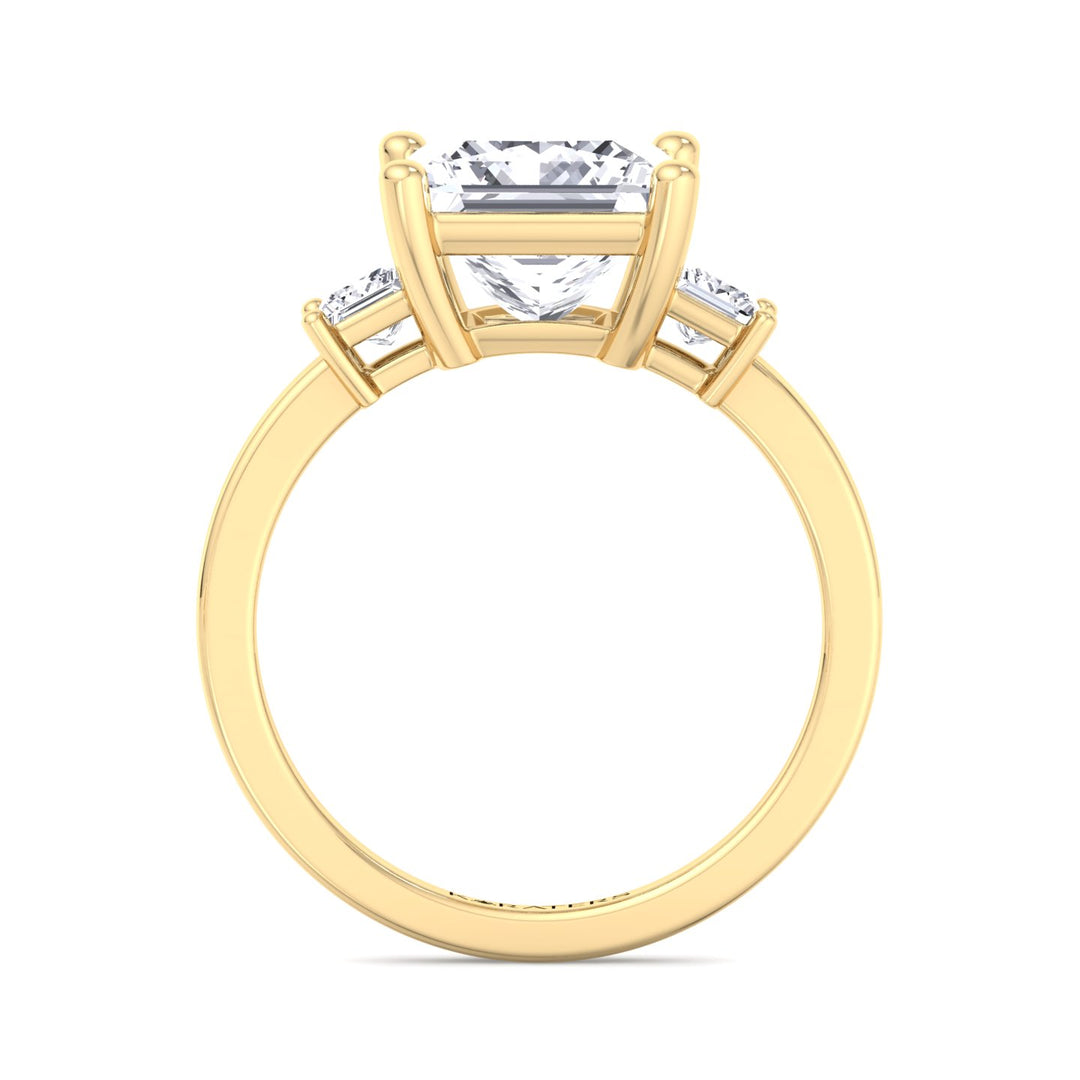 Princess Lab Diamond Solitaire Ring With A Halo Yellow