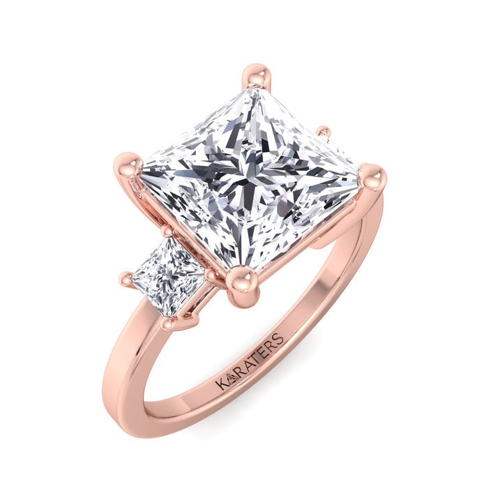 Princess Lab Diamond Solitaire Rose Ring With A Halo