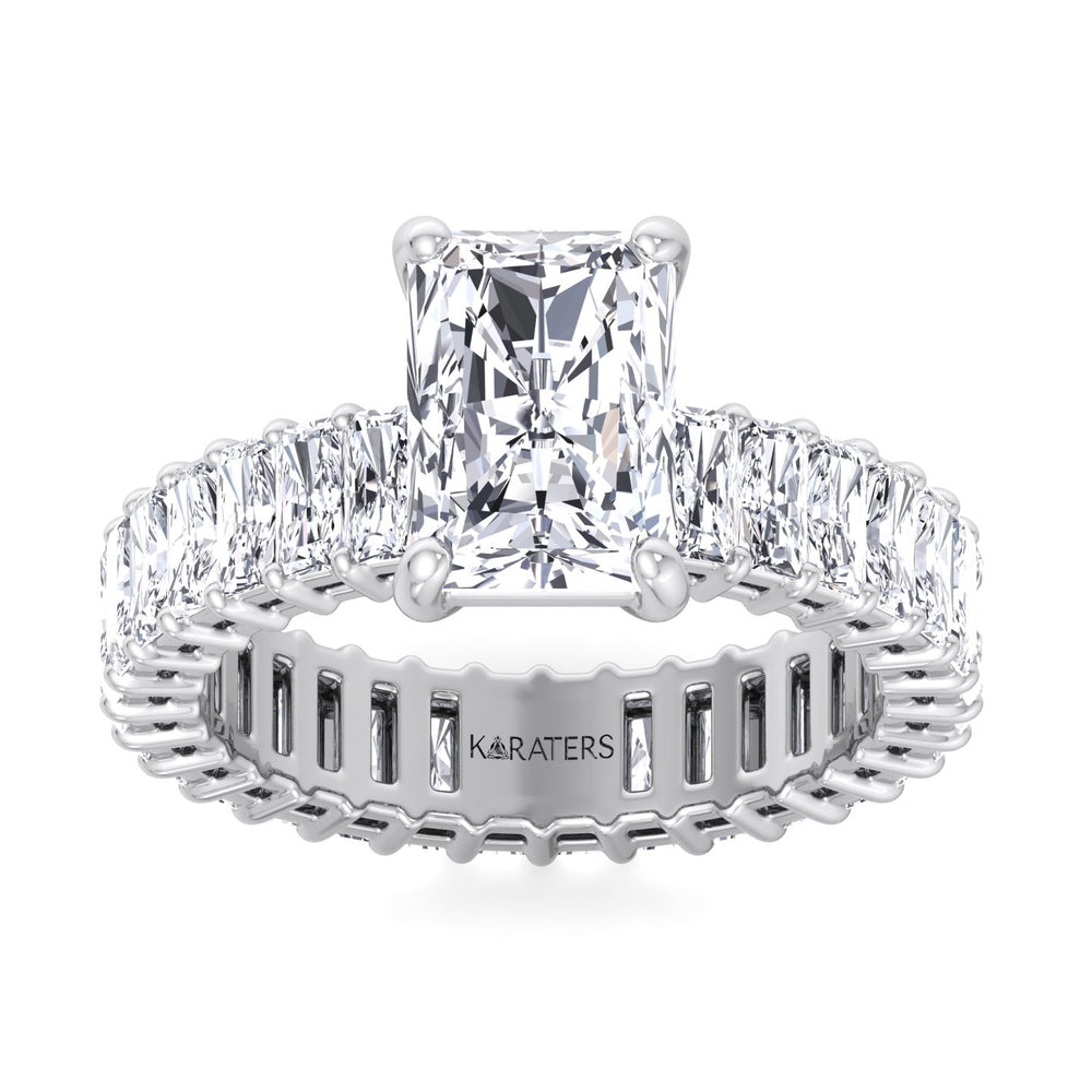 Radiant Cut Lab Diamond Eternity Engagement Ring White