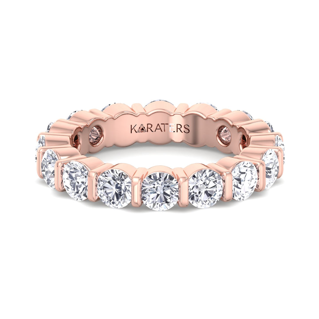 Requena-Round Lab Rose Gold Diamond Bar Set Eternity Band, Front