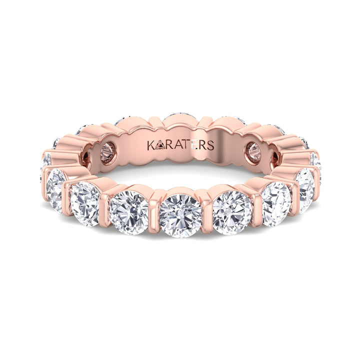 Requena-Round Lab Rose Gold Diamond Bar Set Eternity Band, Front