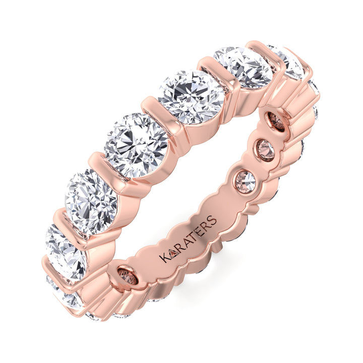 Requena-Round Lab Rose Gold Diamond Bar Set Eternity Band, Tilted