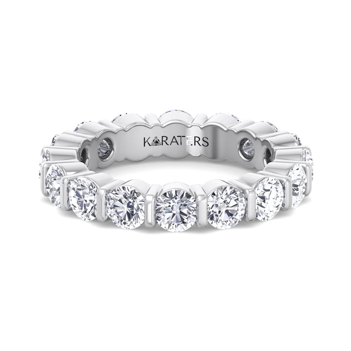 Requena-Round Lab White Gold Diamond Bar Set Eternity Band, Front