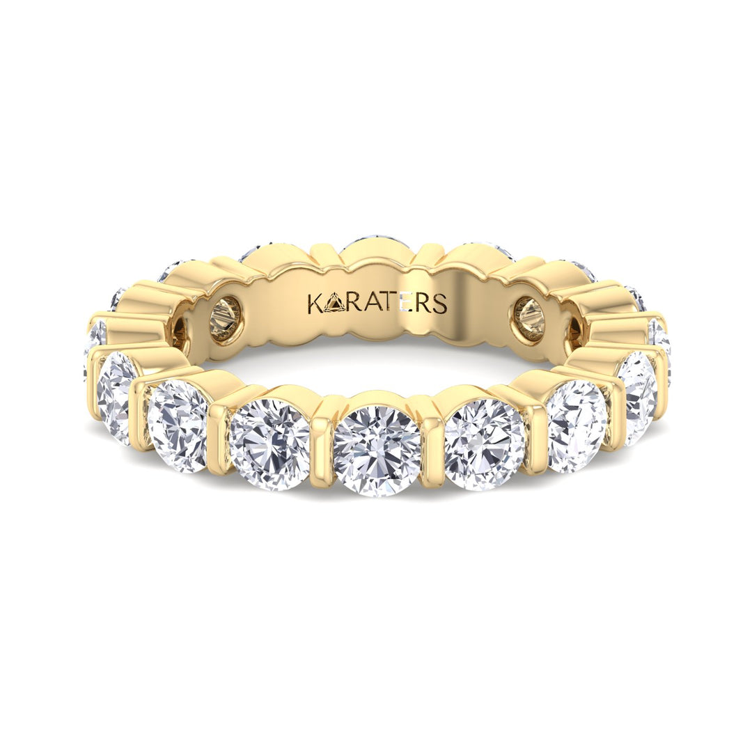 Requena-Round Lab Yellow Gold Diamond Eternity Band, Front