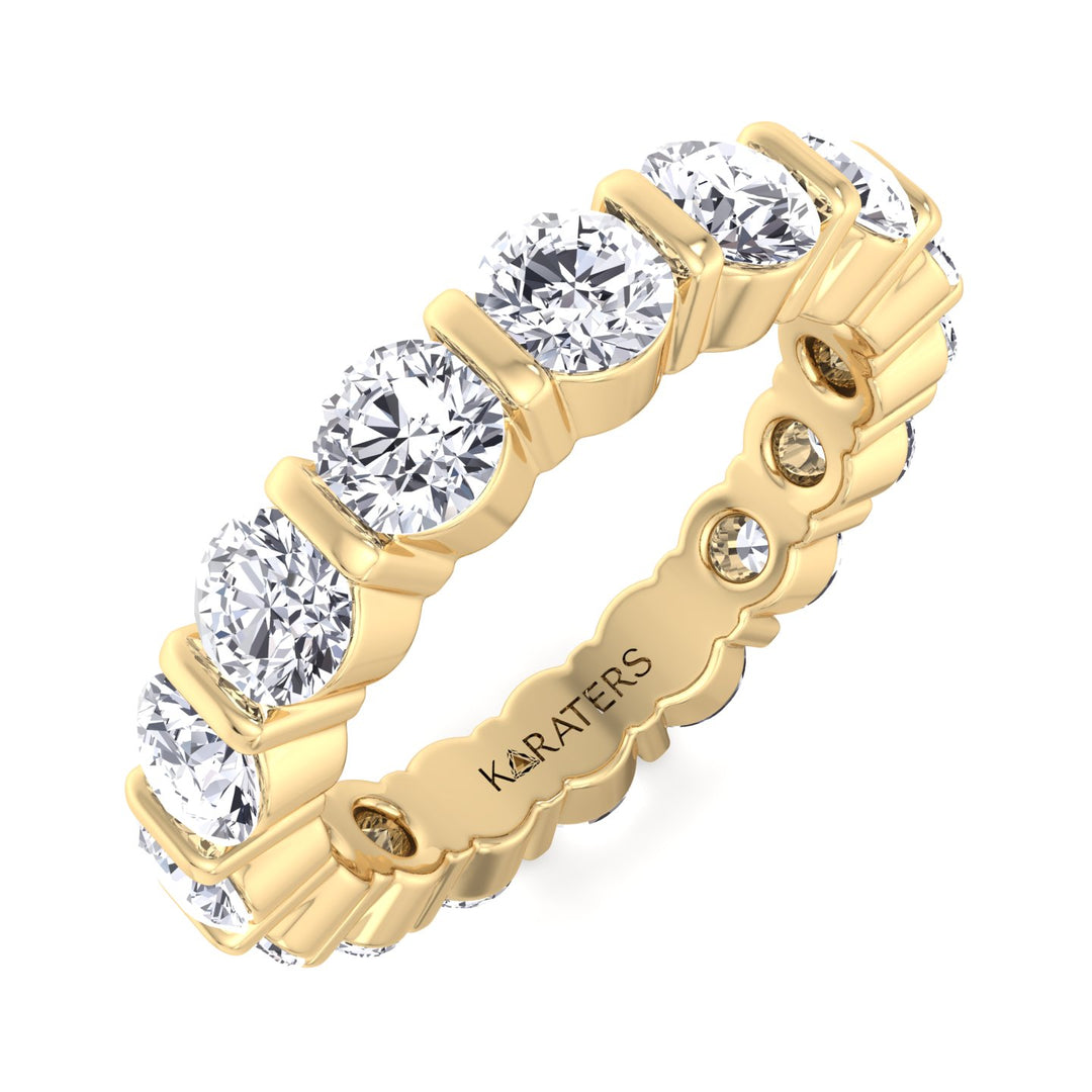 Requena-Round Lab Yellow Gold Diamond Eternity Band, Top Down