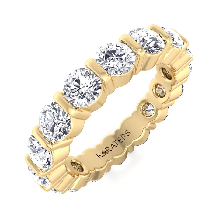 Requena-Round Lab Yellow Gold Diamond Eternity Band, Top Down