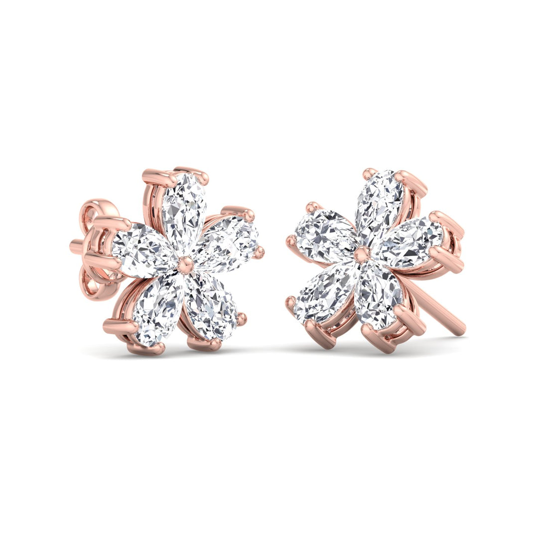 1.07 Carat Pear Shape Lab-Grown Diamond Flower Earring Studs