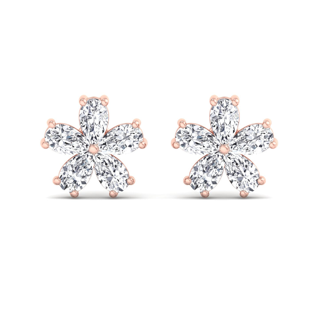 1.07 Carat Pear Shape Lab-Grown Diamond Flower Earring Studs