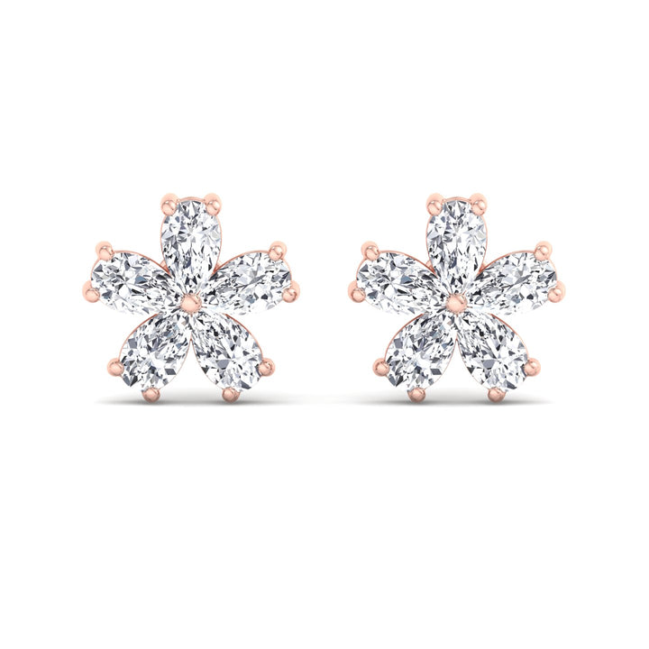 1.07 Carat Pear Shape Lab-Grown Diamond Flower Earring Studs