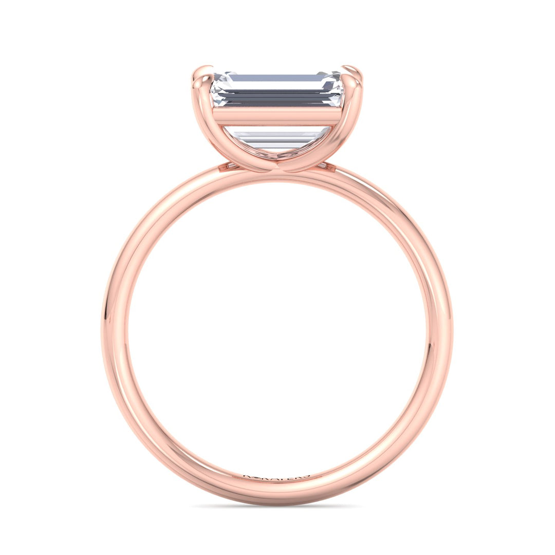 Emerald Cut Solitaire Lab Grown Diamond East-West Set Engagement Ring