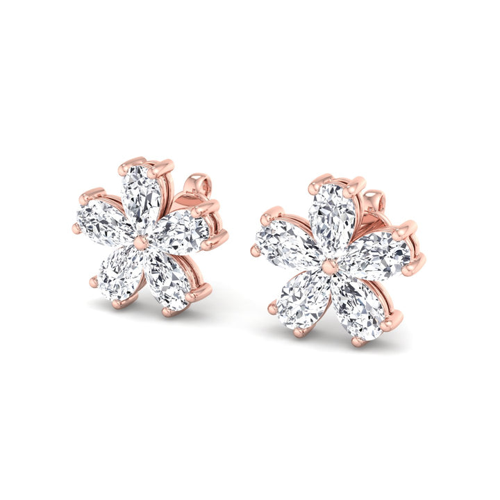 1.07 Carat Pear Shape Lab-Grown Diamond Flower Earring Studs