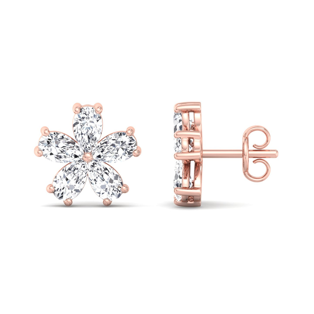 1.07 Carat Pear Shape Lab-Grown Diamond Flower Earring Studs