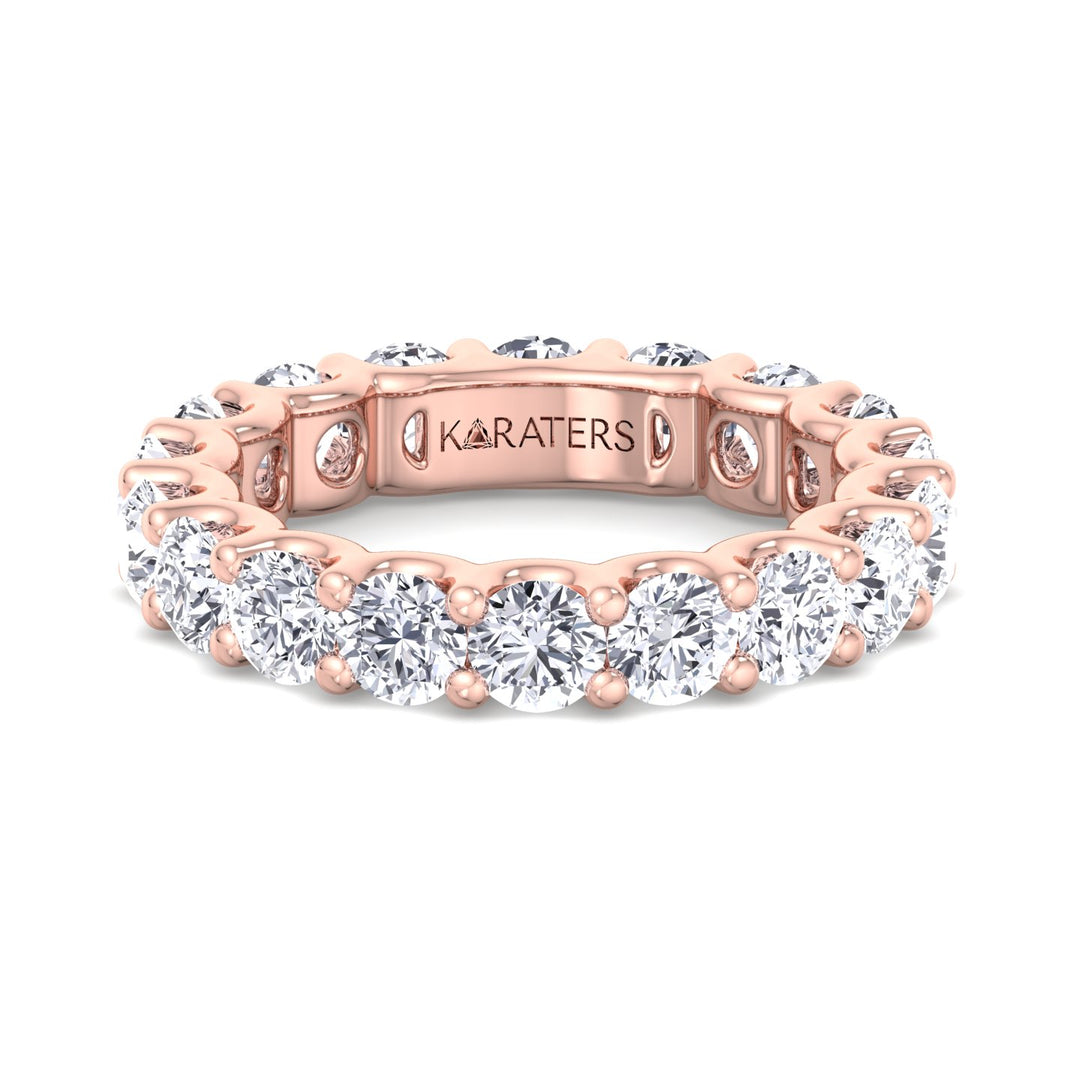 Sueca-Round Cut Lab Rose Diamond-U Prong Eternity Band, Front
