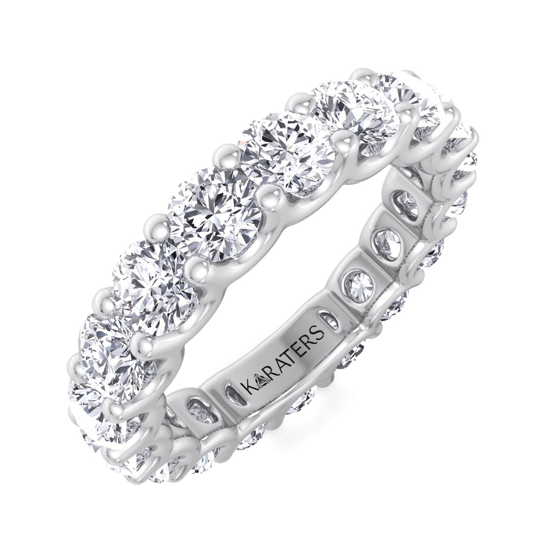 Sueca-Round Lab White Gold Diamond-U Prong Eternity Band, Tilted