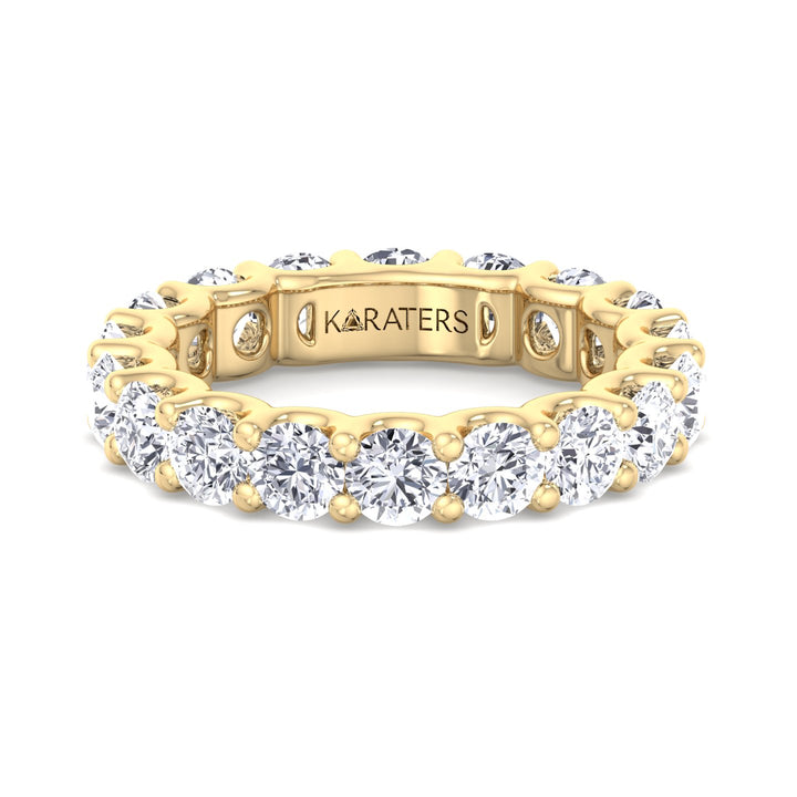 Sueca-Round Lab Yellow Gold Diamond-U Eternity Bands, Front