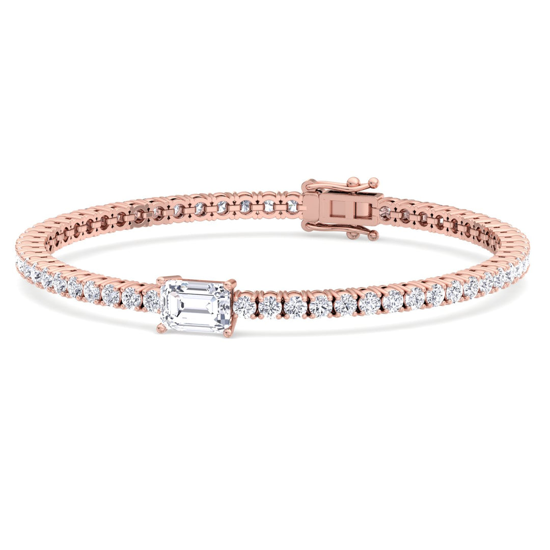 Vincente - 10Ct Emerald Station Lab Diamond Tennis Bracelet Rose