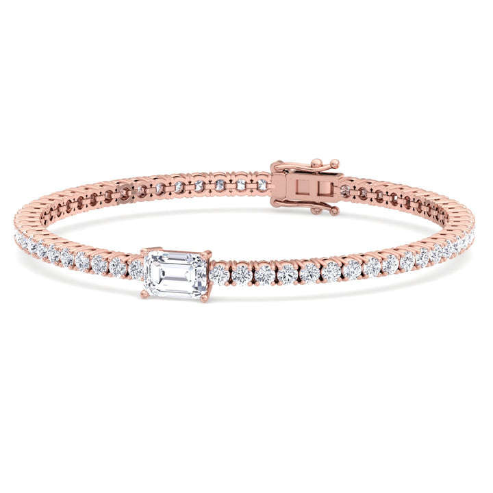 Vincente - 10Ct Emerald Station Lab Diamond Tennis Bracelet Rose