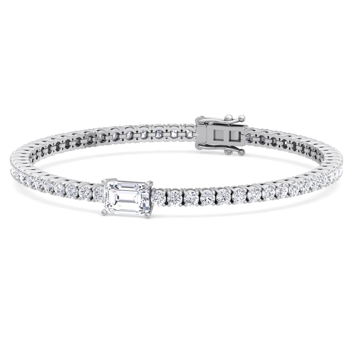 Vincente - 10Ct Emerald Station Lab Diamond Tennis Bracelet White
