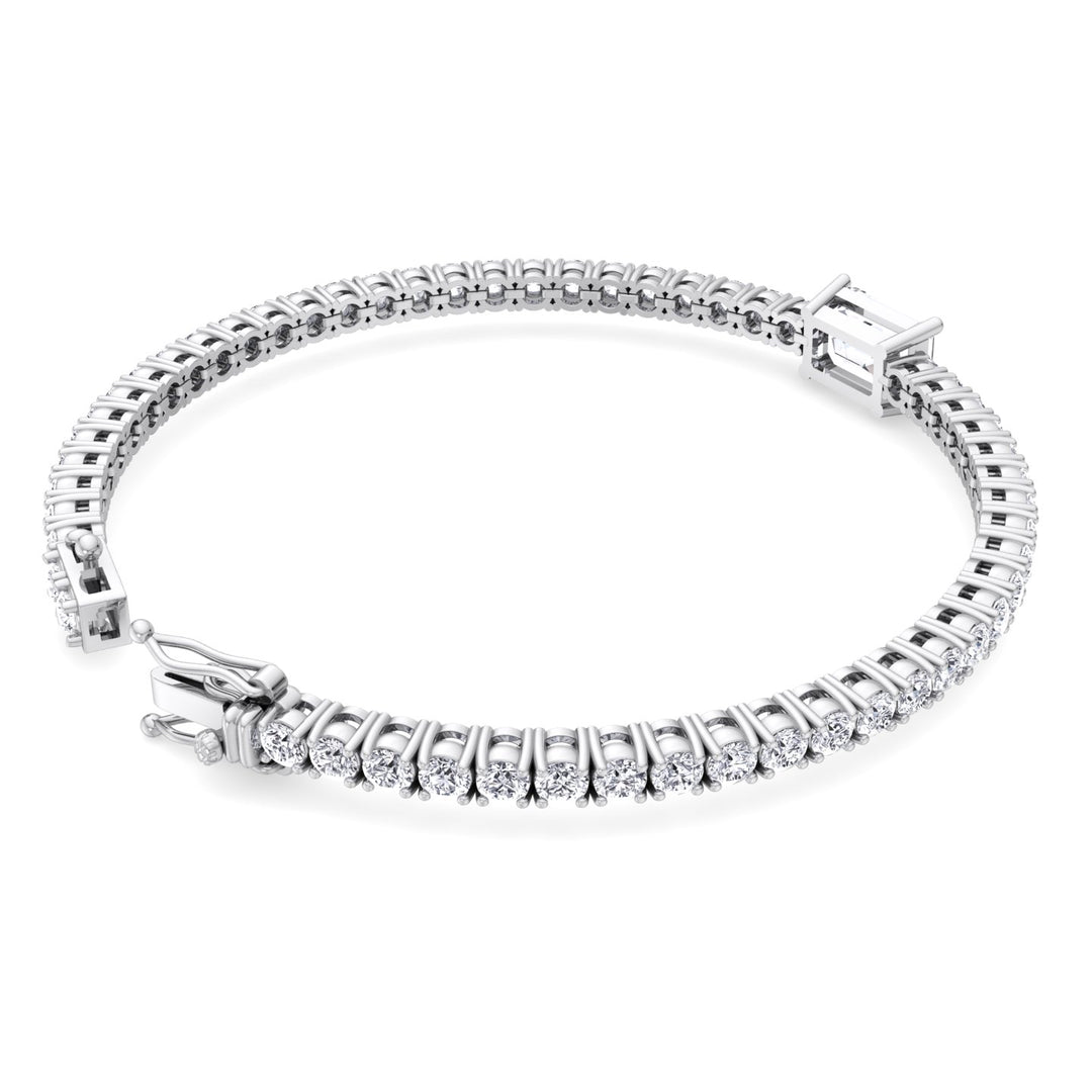 Vincente - 10Ct Emerald Station Lab Diamond Tennis Bracelet White Gold