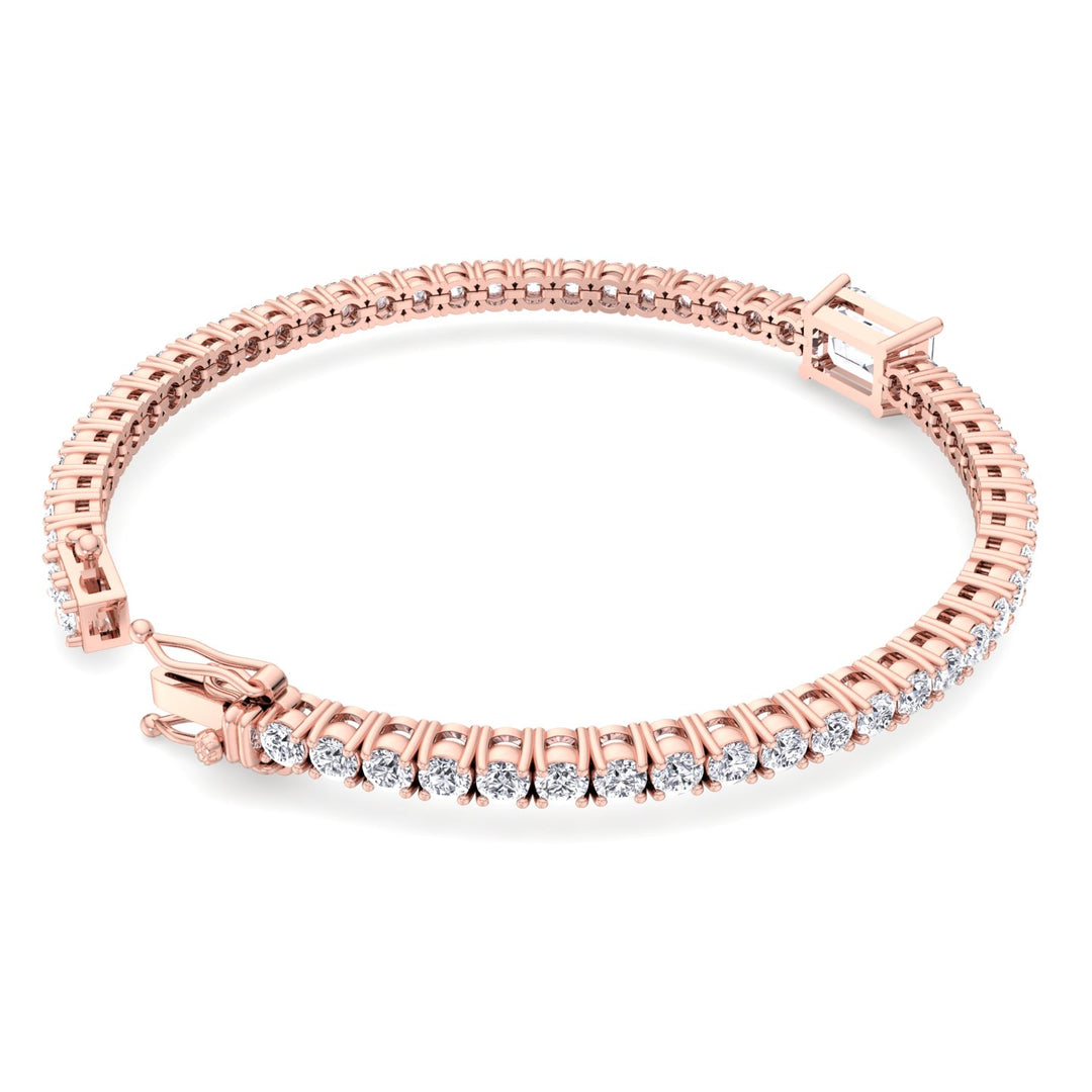 Vincente 10Ct Emerald Lab-Grown Diamond Tennis Bracelet Rose