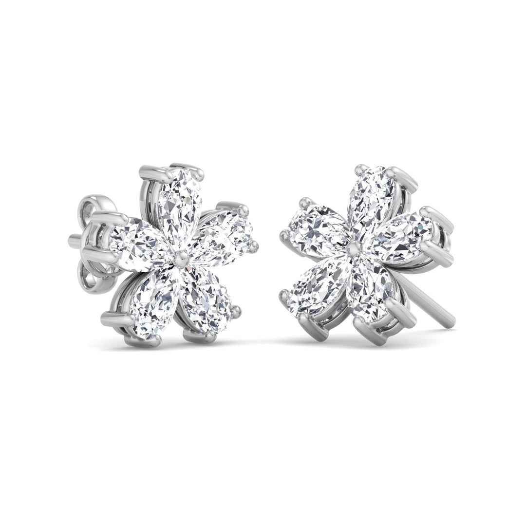 1.07 Carat Pear Shape Lab-Grown Diamond Flower Earring Studs